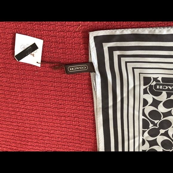 Coach "C" Logo Black & Silver Silk Square Scarf 21 x 21 silk scarf - Picture 5 of 8